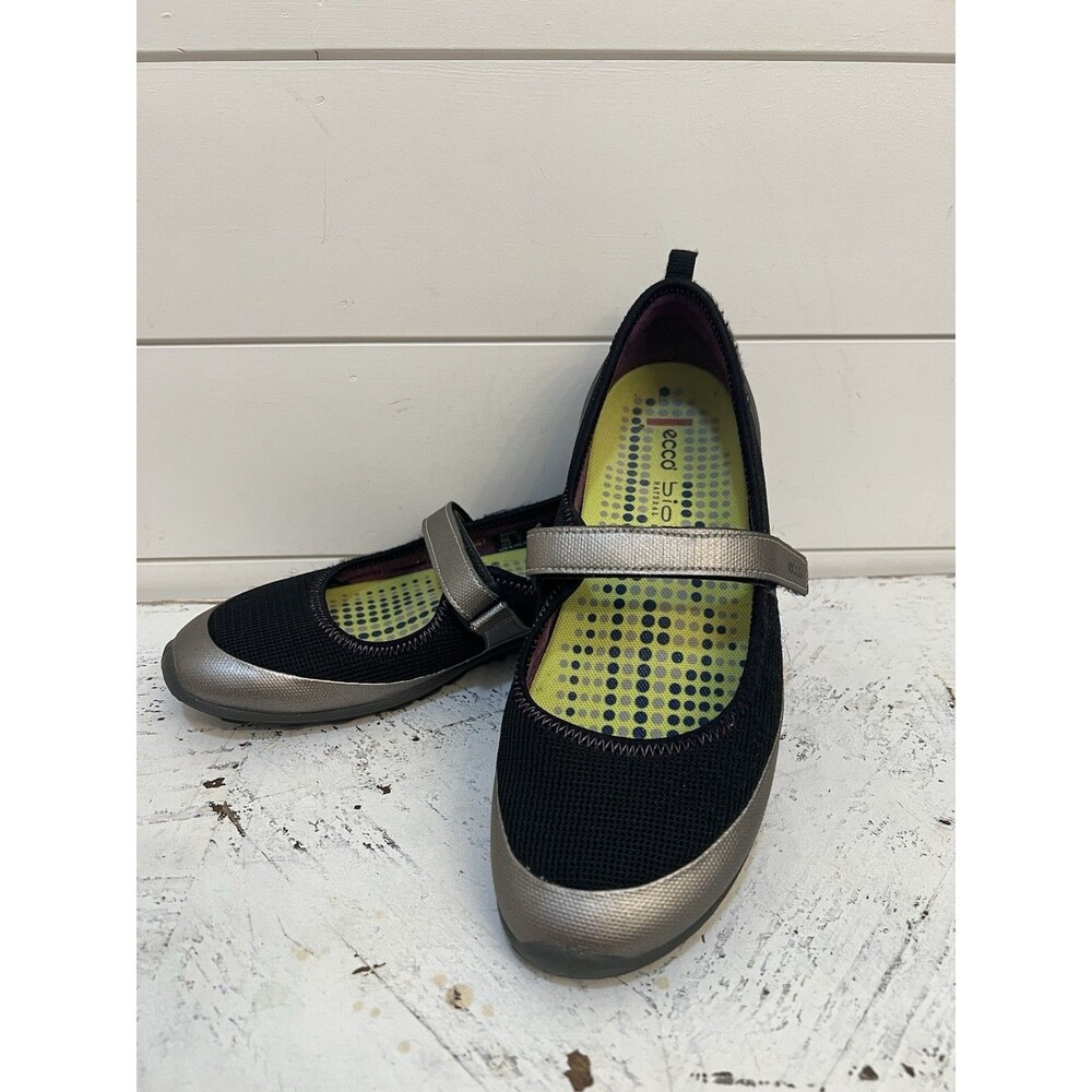 ECCO BIOM Natural Motion Mary Jane Shoes Womens EU 39 US 8.5 Black Silver